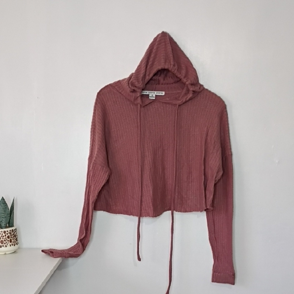 Hyfve Hyfve Hytve Women's Pink Knit  Hooded Top Small Cropped